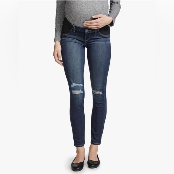 PAIGE Denim - Paige Verdugo Ankle Distressed Dark Wash Maternity Jean - Size 24